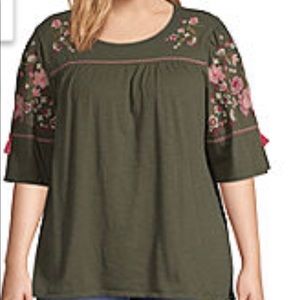 Saint Johns Bay top Embroidery Oak Moss NWT SZM